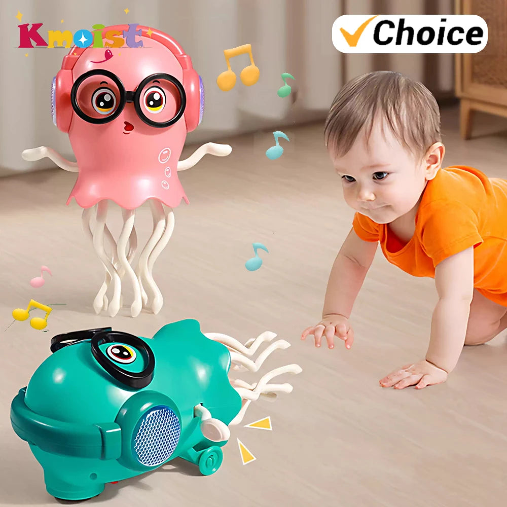 Dancing Jellyfish Toys for Kid Automatic Obstacle Avoidance Crawling Walking Electric Jellyfish with Light Music Christmas Gifts