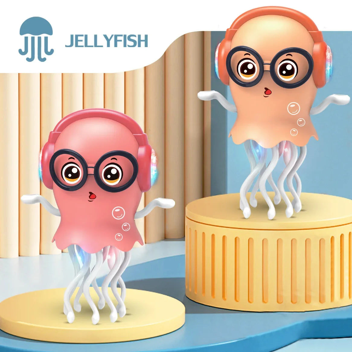 Dancing Jellyfish Toys for Kid Automatic Obstacle Avoidance Crawling Walking Electric Jellyfish with Light Music Christmas Gifts